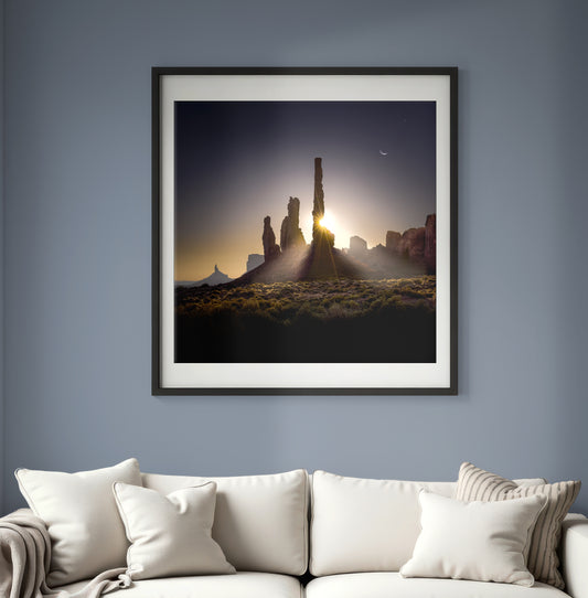 Monument Valley  - "Divine Dawn: Sun's Embrace" Fine Art Print